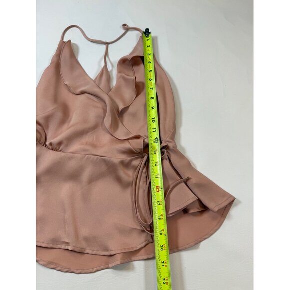 ASTR The Label Womens Wrap Peplum Tank Top Medium Blush Pink Sleeveless (GG72) - Picture 3 of 7